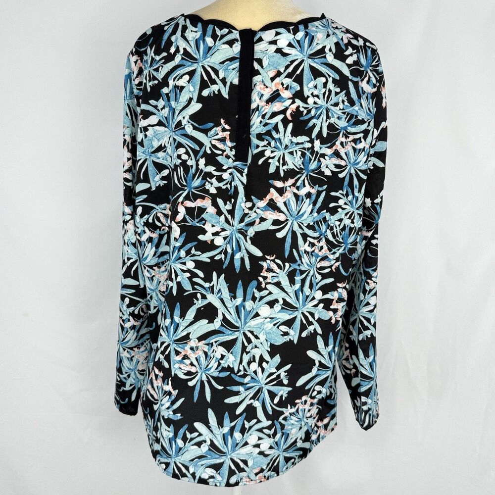 Jaclyn Smith Women Floral Print Long Sleeve Scalloped Neck Top Size XL - Picture 3 of 16